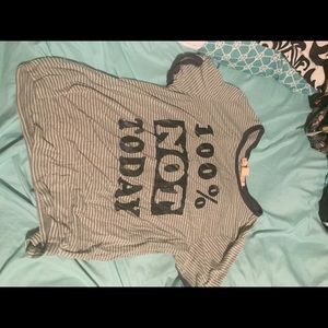 A T-shirt with stripes and writing